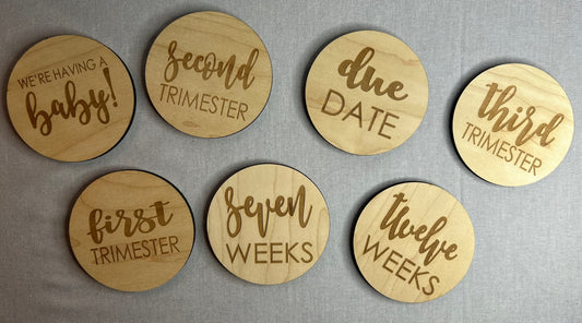 Wooden Set of Pregnancy Milestone Markers