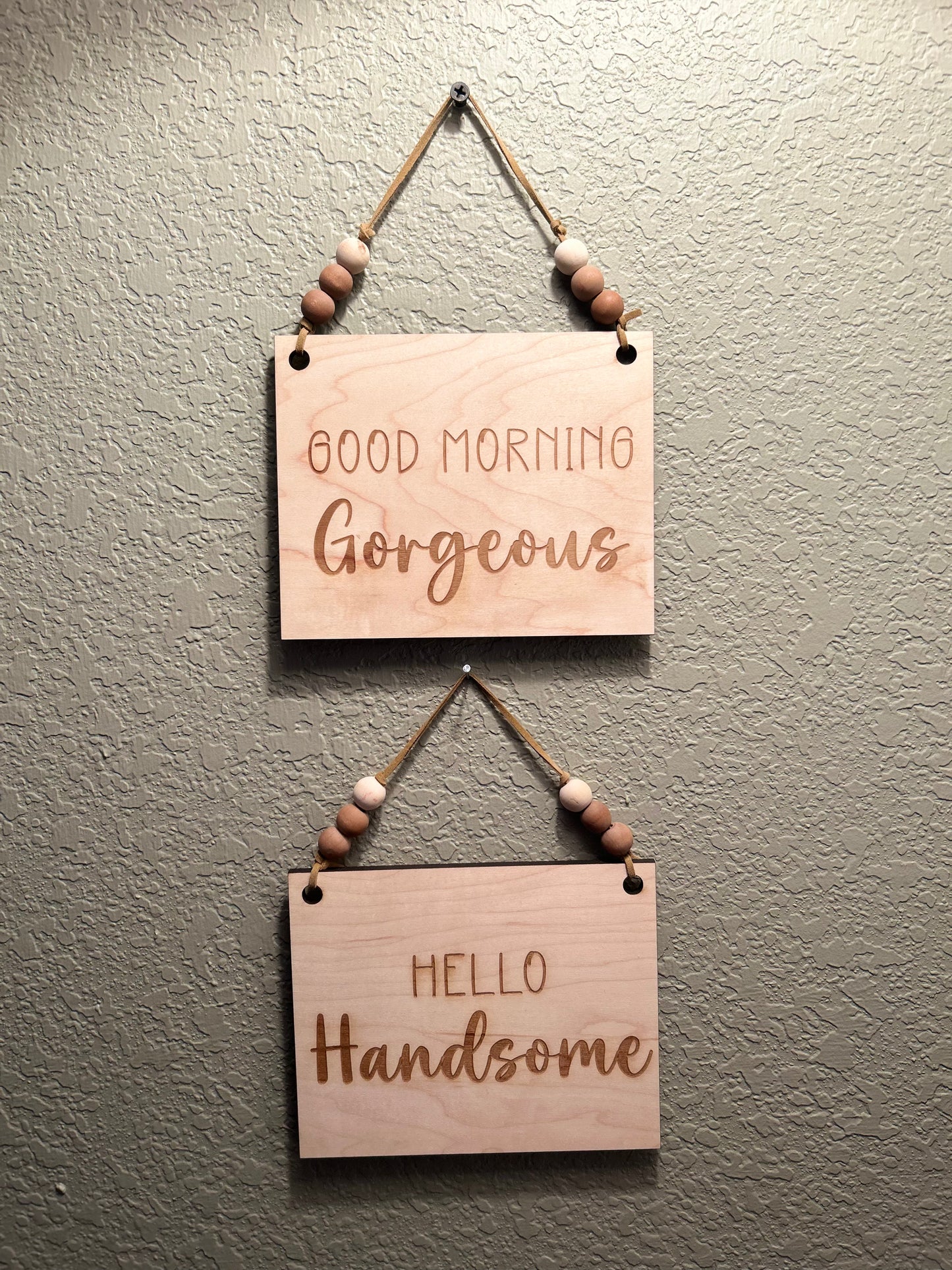 Good Morning Gorgeous + Hello Handsome Wall Hanging Set