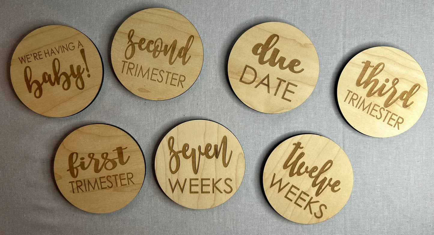 Wooden Set of Pregnancy Milestone Markers